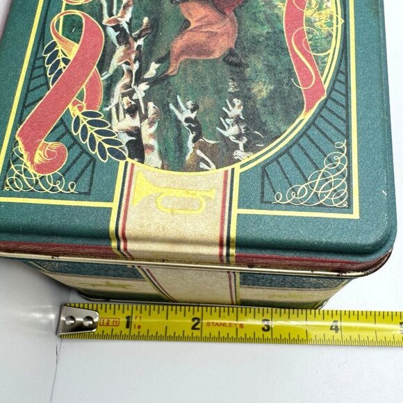 Vtg English Tin Canister Blue Gold Hunting Motif & Tea Biscuit Storage - Picture 2 of 6